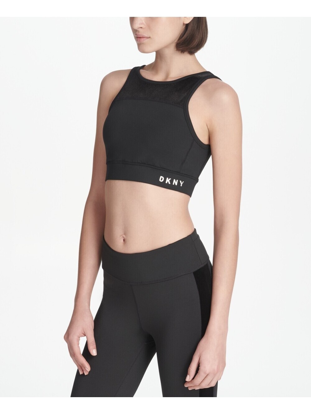 DKNY Womens Activewear Sport Velvet Trimmed V Back Medium Support Sports Bra S